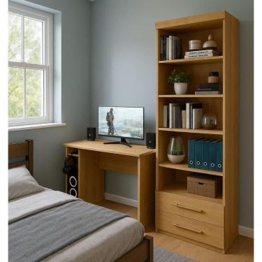 Imagem de Conjunto Gamer Freijó Toq: Mesa Gamer + Livreiro Oslo