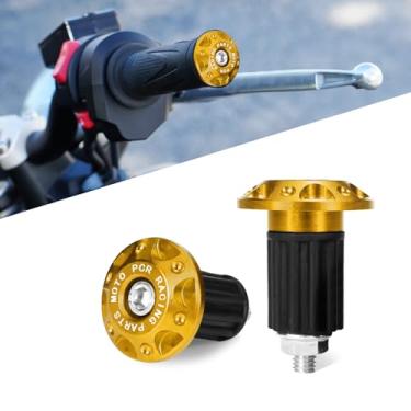 Imagem de HQRNYP 2 peças de plugue universal de barra de motocicleta, tampas de extremidade de guidão de liga de alumínio, substituição de pontas de aperto de moto de 22 mm para Kawasaki, Suzuki, Yamaha, Ducati