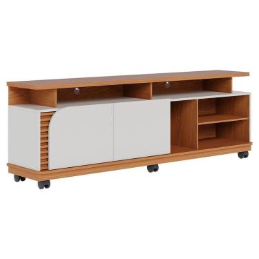 Imagem de Rack Bancada Tv 75 Pol 180 Cm Jurere Freijo Off White Matte Colibri