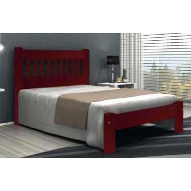 Imagem de Cama de Casal Lisboa de Madeira Angelim Mogno