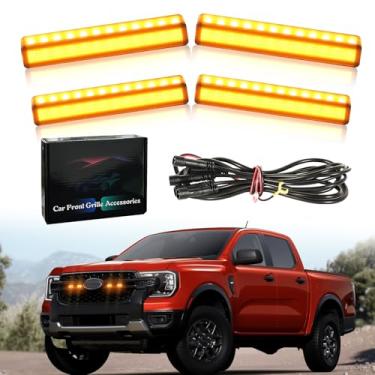 Imagem de Luz de grade dianteira atualizada para grades Ford Ranger 2019-2023 2024-2025 para acessórios de carro para churrasqueiras Lariat XL XLT Rapt0r (design de ajuste universal - âmbar)