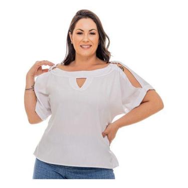 Imagem de Blusas Elegantes Plus Size Feminina Social Com Argolas e Ombros Aberto