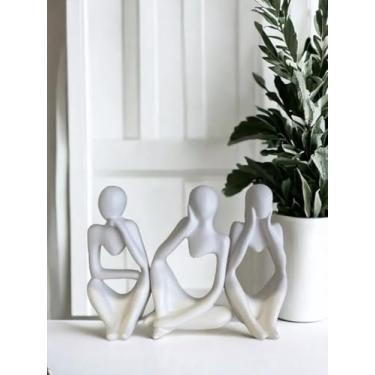 Imagem de Escultura minimalista abstrata moderna, estatueta de arenito branco, decoração de casa contemporânea, pose de meditação sentada, leve, durável acril gesso, completo de 3