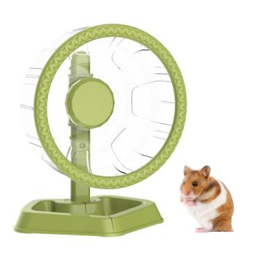 Imagem de Roda de hamster, silenciosa, roda de exercício de corrida para hamster com suporte ajustável para ratos anões sírios gerbils (verde, pequeno (16 cm)