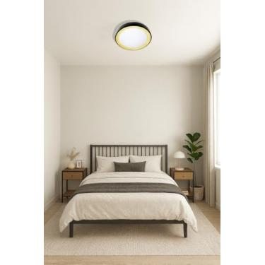 Imagem de Plafon LED Moderno 40cm (36W) e 50cm (48W) | 3 Cores (3000K-6000K) | Redondo ou Quadrado (40cm Redondo Preto/Madeira)