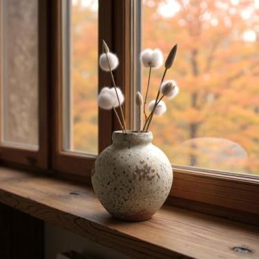 Imagem de Yokiiimakiii Decoração de casa de fazenda rústica de cerâmica, vasos de flores decorativos de cerâmica, vaso boho para centros de mesa, escritório, sala de estar, mesa de jantar, entrada, prateleira