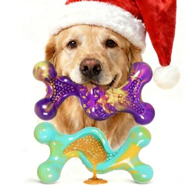 Imagem de Kseroo Brinquedos para cães para mastigadores agressivos: pacote com 2 brinquedos resistentes para cães médios e grandes pesando 9 a 32 kg, osso de mastigar de nylon com sabor de bacon indestrutível