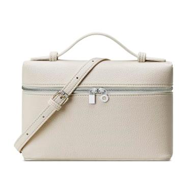 Imagem de KKXIU Bolsas transversais transparentes de couro vegano aprovadas para estádios para shows esportivos, Branco creme