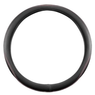 Imagem de Capa de volante, universal de 38 cm, protetor de volante de couro sintético, antiderrapante, respirável e compatível com aquecimento para carros, caminhões, SUVs, vans