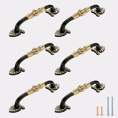 Imagem de Evionlin 9,6 cm, 6 peças, puxadores de porta de armário e guarda-roupa de cobre estilo chinês, puxadores de gaveta pequenos