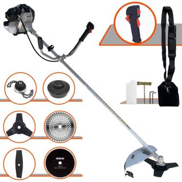 Imagem de Roçadeira TBC43H Toyama À Gasolina 43cc 1,7HP Alta Rotação 6 Em 1 Com Carretel + Facas 2 Pontas + 3 Pontas + 40 Dentes de Vídea + 80 Dentes + Trimmer