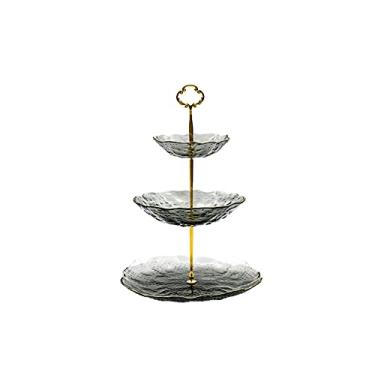 Imagem de CYYHGD Suporte de bolo de vidro removível, três camadas, mesa de sobremesa, prato de frutas multiuso para festas, hotel, banquete, sobremesa, suporte para cupcake (B)