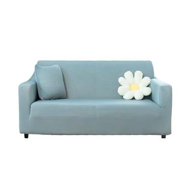 Imagem de Capa de sofá de cor sólida, capa de sofá de sala de estar de 1 2, 3 e 4 lugares, protetor de móveis macio com faixa elástica para crianças - cinza claro - 2 lugares 145-185 cm