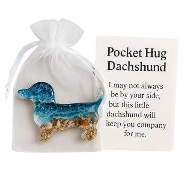 Imagem de Pocket Hug Dachshund,Shell Pocket Hug,Handmade Soothing Shells Ocean and Sand Design Dachshunds Pockets Hugs Token,Animal Emotional Support Gifts,Resin Soothing Shells Ocean and Sand Design1