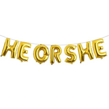 Imagem de Gender Reveal Balloons Christmas He or She Baking Party Decoration Boy or Girl Baby Shower Decoration Supplies Favors Photobooth Props (HE OR SHE Gold)