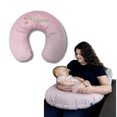 Imagem de Almofada de Amamentação Personalizável para Bebê Multifuncional Ergonômica Hipoalergênica em Suede (Rosê)
