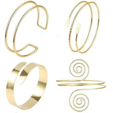 Imagem de Orlashop 7 peças de joias de punho de ouro para mulheres, pulseira de braço ajustável, joia de braço plus size, braçadeira de deusa boho, faixa de braço para festa de casamento, 44 PCS A, Liga de aço