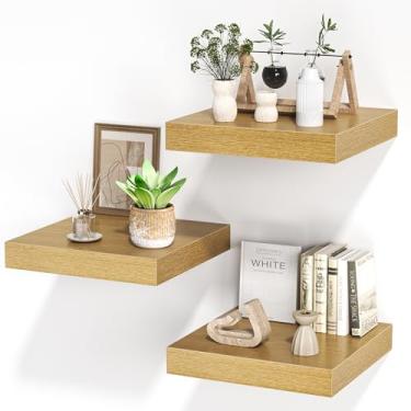 Imagem de FLYJOE Prateleiras quadradas flutuantes para parede, 30,5 cm L x 30,5 cm P x 3 cm A, pequenas prateleiras de madeira montadas na parede com suportes invisíveis para sala de estar, quarto, banheiro