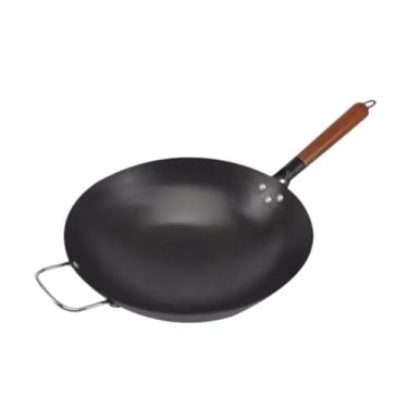 Imagem de IEUDNS Panela Wok de Ferro Panela Wok Panela para Ovos Panela Prática Frigideira Sem Revestimento Antiaderente Wok para Sala de Jantar Cozinha Barracas de, M with Assist Handle