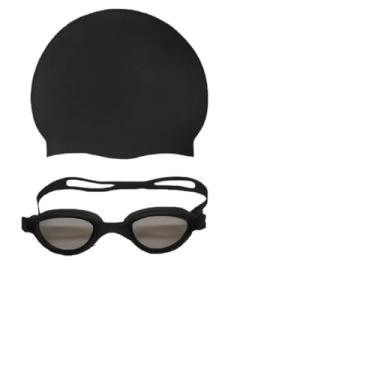 Imagem de Touca de Natação Impermeável，Toca de Natação Adulto，Kit Óculos Natação Piscina Adulto Não Embaça + Touca De Silicone(PRETO)