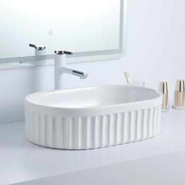 Imagem de Cuba Deend De Cerâmica Ovale RigaLuce Para Banheiro 55x36x15cm