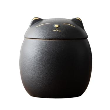 Imagem de YXCQHZM Urna memorial de cremação para animais de estimação - mini urna memorial de cerâmica - cinzas de cremação de cães gatos mini urna funeral lembrança para armazenamento seguro de cinzas (preto)