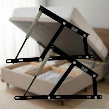 Imagem de Articulação + Grau para Cama Box Casal Preta com Pistão a Gás 65 Kgf – Ferragem Reforçada
