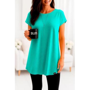 Imagem de Vestido Camisetão Slim Fitness Feminino Casual Verão, Azul, Turquesa, 