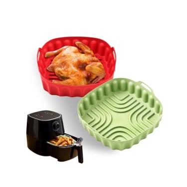 Imagem de Conjunto de forros de silicone Air Fryer, cesta reutilizável de 20 cm para fritadeira a ar para 4 a 7 Qt, forros de silicone antiaderente, para acessórios de forno e micro-ondas - 2 pacotes