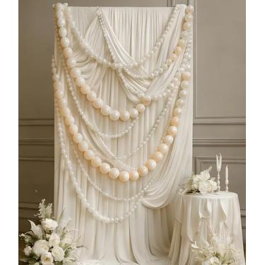 Imagem de Whaline 120 Pcs White Beige Quick Link Balloons, Linking Balloons for Making Balloon Wall Arch Chains, Pearl Balloon for Wedding Birthday Bridal Baby Shower Graduation Party Decorations (6+10 inch)