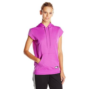 Imagem de Adidas Adigirl moletom feminino de manga curta com capuz, Shock Purple, X-Small