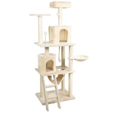 Imagem de Arranhador de gato grande, luxuoso, multifuncional com casas, cama de 