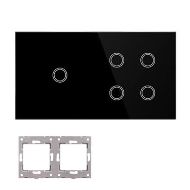 Imagem de Módulos DIY Combinação Livre 2 3 4 5 6 7 8 Touch On/Off Interruptor Inteligente Vidro Preto 157 mm Painel Saída (1-4 Painel Gang)