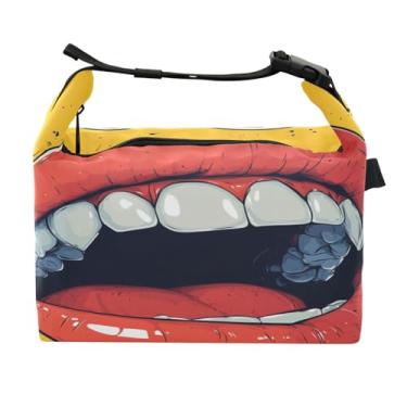 Imagem de STAYTOP Lancheira engraçada com boca de desenho animado com fivela, lancheira isolada para meninos e meninas, lancheira térmica para trabalho escolar