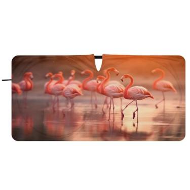 Imagem de CEBUGI Para-brisa de carro dobrável para-sol flamingos persianas de janela de carro guarda-chuva dianteiro para-sol para acessórios de carro bloqueador solar refletivo de carro legal, M
