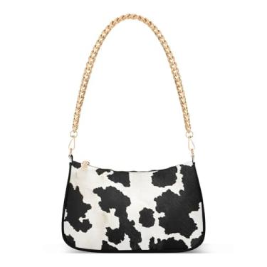 Imagem de CEBUGI Bolsas transversais femininas bolsa de ombro padrão de pele de vaca bolsa clutch elegante com alça de corrente