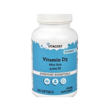 Imagem de Vitamina D3 5000 UI 125mcg 365 Capsulas Softgels Importado - Vitacost
