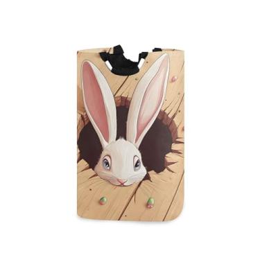 Imagem de xigua Cesto de roupa suja grande de orelhas de coelho da Páscoa com alça, cesto de roupas dobrável para organização de brinquedos e roupas no quarto, banheiro e lavanderia