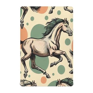 Imagem de Burbuja Lençol de berço de cavalos de corrida para meninos e meninas, lençol com elástico 71 x 132 cm para colchões de berço padrão e infantil, macio e respirável