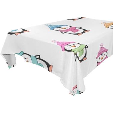 Imagem de Burbuja Toalha de mesa pinguins, toalha de mesa quadrada anti-rugas grossa para decoração de jantar, cozinha, festa, 152 x 152 cm