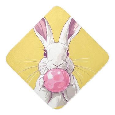 Imagem de Burbuja Toalha de banho de bebê Rabbit Pink Bubble Gum - Toalha com capuz de musselina macia e absorvente para recém-nascido, 89 x 89 cm