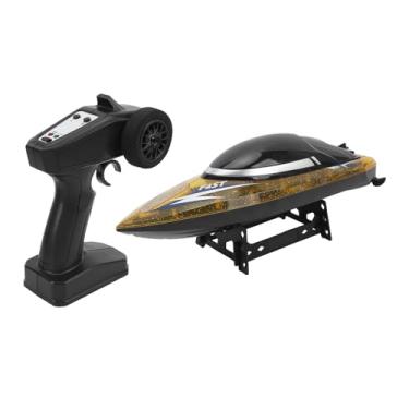 Imagem de TOPINCN Barco de Corrida RC, Alta Velocidade Com Hélice Dupla e Motor Duplo, Barco de Controle Remoto Com Luz LED para Piscinas, Lagos e (Amarelo Transparente)
