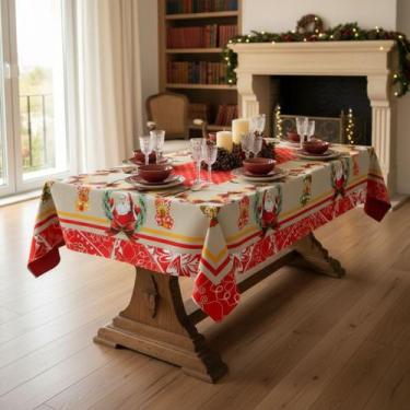 Imagem de Toalha de Mesa Retangular 140x210 Rustica Linhão Natal Papai Noel - Do
