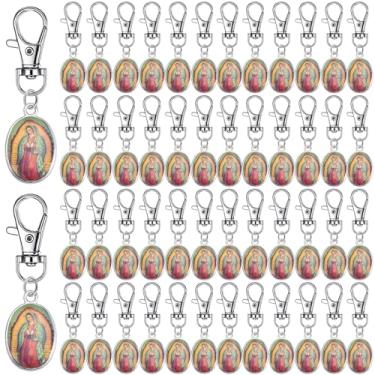 Imagem de Weyuley 50 peças chaveiros mágicos Guadalupe Virgem Maria Liga de Zinco Pingentes Virgem Maria Católica Adequado para Chaveiros de Significado Religioso Joias Acessórios