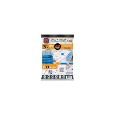 Imagem de Saco Organizador a Vácuo G, 70x100cm, PVC Transparente, Redução de Volume 80%, com Zíper Hermético, 1 Unidade