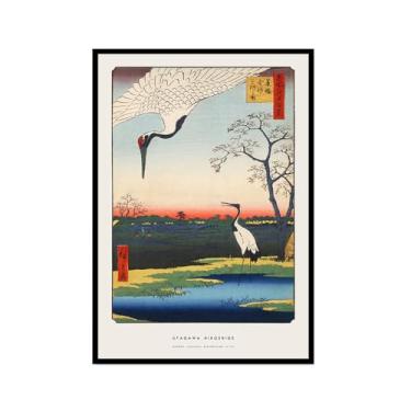 Imagem de Pôster Hasui Kawase Ohara Koson Impressões Katsushika Hokusai Pintura em Tela Onda Japonesa Arte de Parede Hiroshige Imagens para Decoração de Casa (SKU8,12 x 45,7 cm = (30 x 45 cm), Moldura preta)