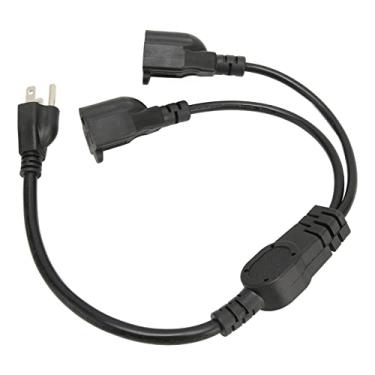 Imagem de Akozon Cabo de Alimentação Divisor Y de Extensão Cabo de Alimentação Macho para Fêmea de 3 Pinos, Divisor de 1 a 2 Tomadas para Computadores, TVs, Luzes de Palco LED e Muito Mais