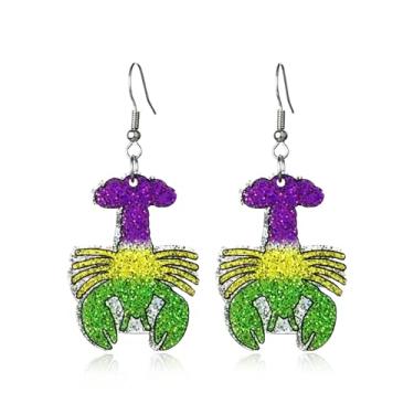 Imagem de Brincos femininos de carnaval com glitter, máscara, gnomo, pingente, leve, amarelo, verde, carnaval, carnaval, acessórios para presente, Medium, Metal, Sem pedra preciosa