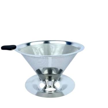 Imagem de Filtro Coador De Café Inox 101/103 - Com Pegador em Silicone - Peneira Aço Reutilizável(D48 12CM,3PCS)