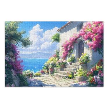 Imagem de Quebra-cabeças difíceis de flores brancas para adultos com letras nas costas 1000 peças para adultos